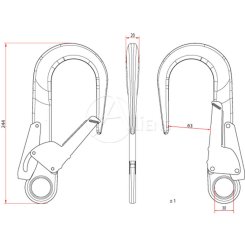 Firehook - Sicherheitshaken / Einhandkarabiner silber
