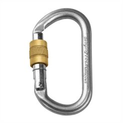 Stahl Oval - Karabiner Screw-Lock | silber