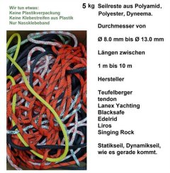 5 kg Seilreste Restseil Kurzseil Überraschung Springseil Hundeleine Hängematte 