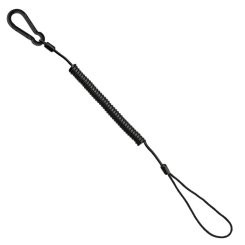 Spiralkabel 4mm (Materialkarabiner & Schlaufe) - Materialsicherung schwarz