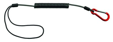 Spiralkabel 6mm (Minikarabiner & Schlaufe) - Materialsicherung schwarz