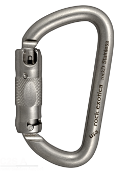 rockD Stainless Steel - Edelstahlkarabiner grau | Automatik-Lock