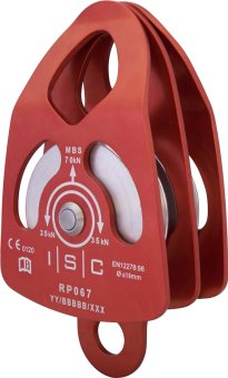Large Double Prussik Pulley RP067 - Umlenkrolle (UK) rot | Kugellager | Aluminium (rot)